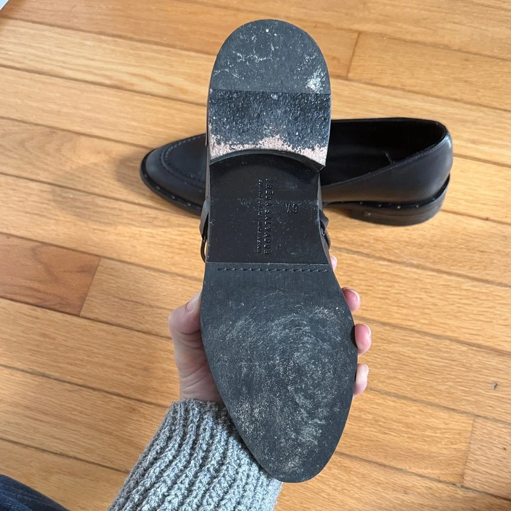 Freda Salvador Black Leather Loafers - Picture 2 of 5